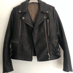 Free People Black Faux Leather Biker Jacket